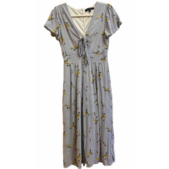 One Love Clothing Bees & Flowers Cutout Bow Romper Jumpsuit Wide Leg Sz‎ M - Picture 1 of 13